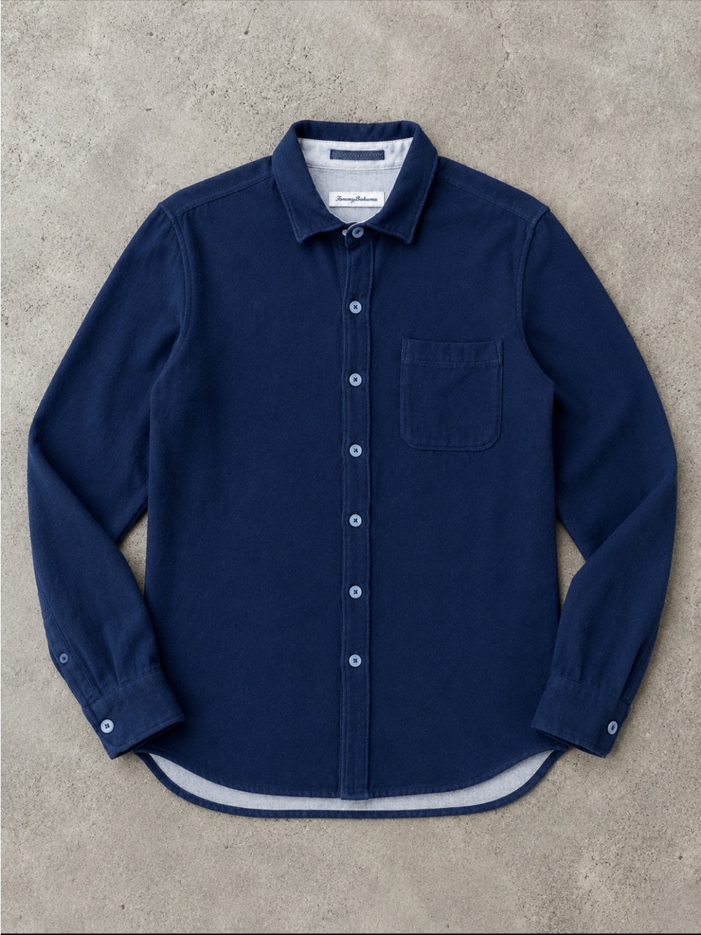 Tommy Bahama Cozy Palms Flannel Shirt Jacket Men Medium Navy Palm Tree Back